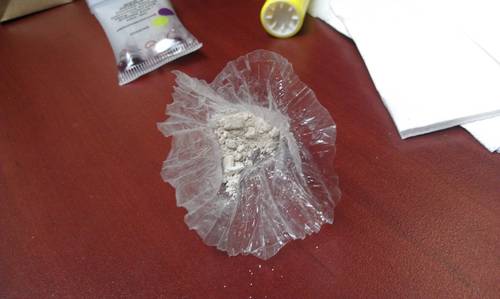 Heroin displayed on a table